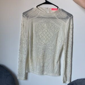 Sequin pearl mesh top